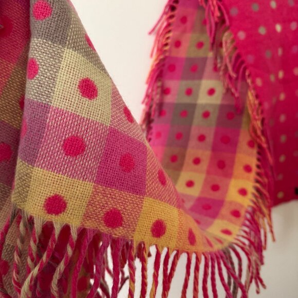 Foxford 100% Lambswool Reversible Polka Dot Scarf - Picture 2 of 6